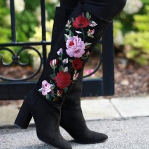 {NEW} Kate Spade • Black Floral Embroidered Boots